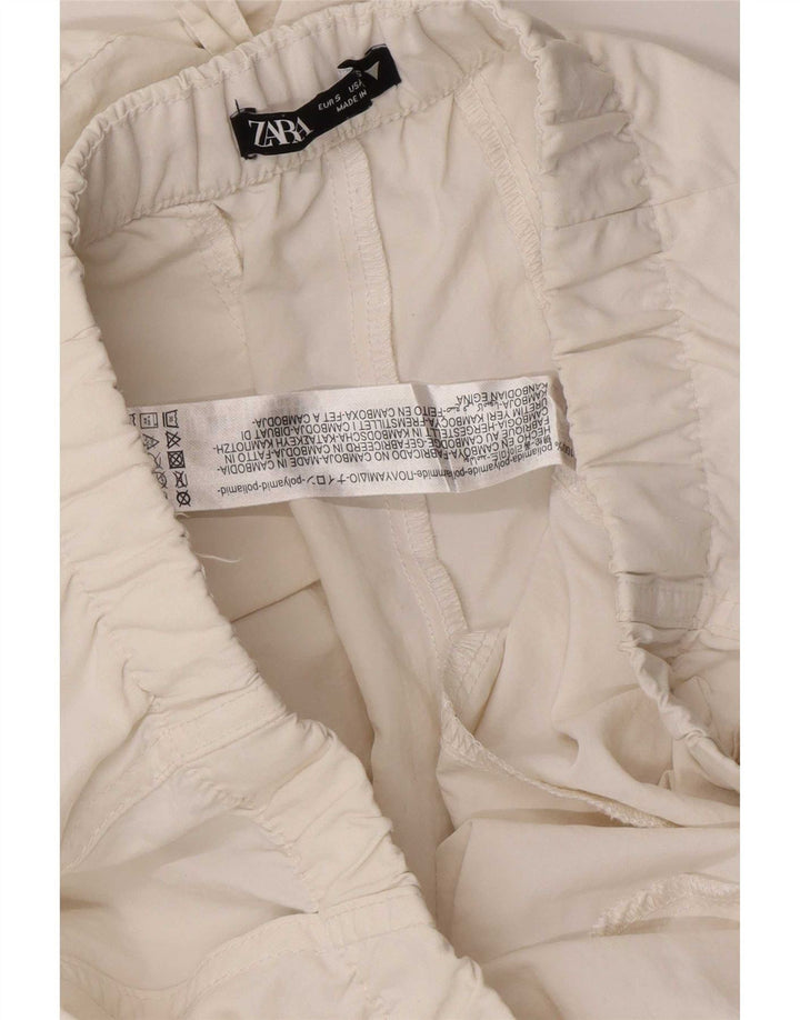 Zara Damen-Jogginghose, Cargohose, Größe S, W28, L30, Weiß, Polyamid