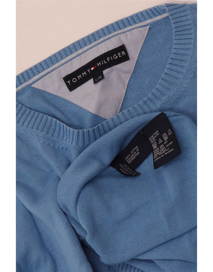 Tommy Hilfiger Herren-Pullover mit Rundhalsausschnitt, groß, aus blauer Baumwolle