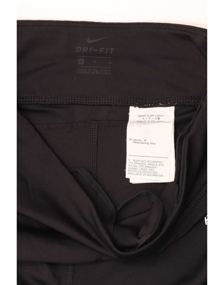 Nike Damen Dri Fit Graphic Leggings UK 12 Mittelschwarzes Polyester