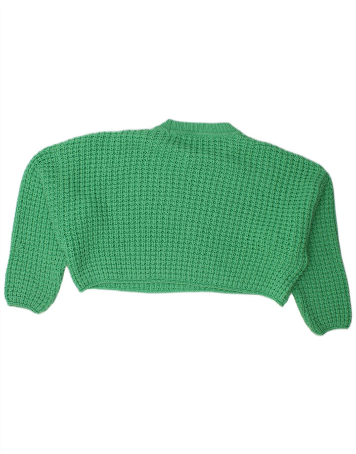 Zara Damen Crop-Oversize-Pullover mit Rundhalsausschnitt, Gr. 14, Mittelgrün