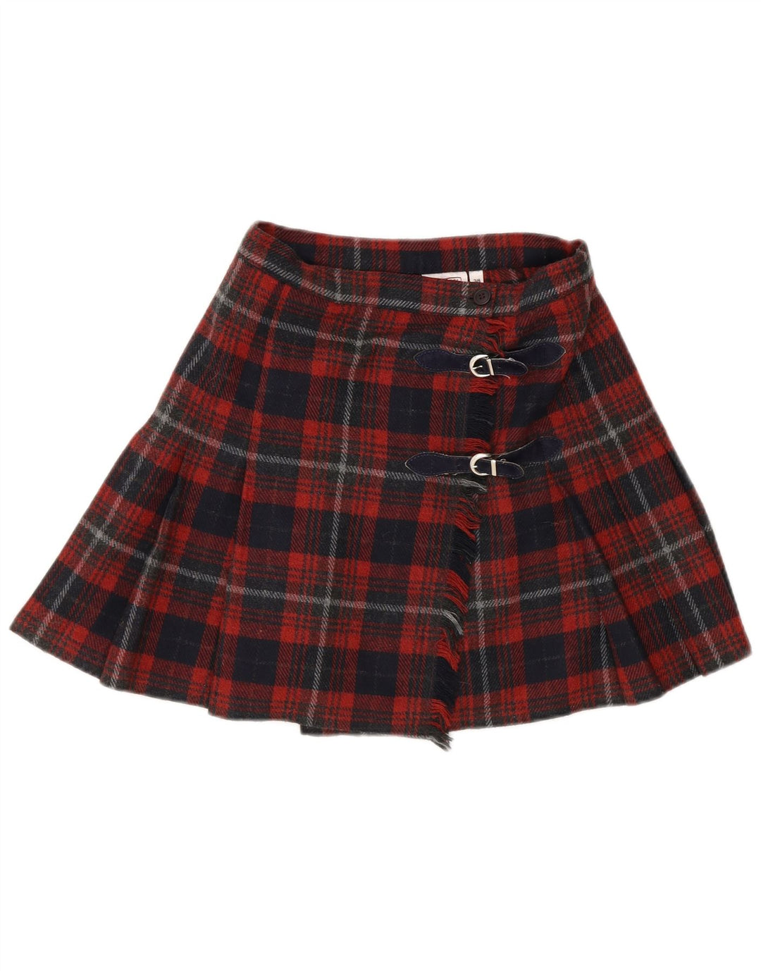 Stefanel Damen Mini-Wickelrock IT 38 XS W22 rot karierte Wolle