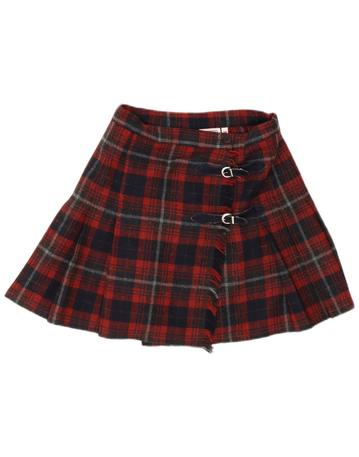 Stefanel Damen Mini-Wickelrock IT 38 XS W22 rot karierte Wolle
