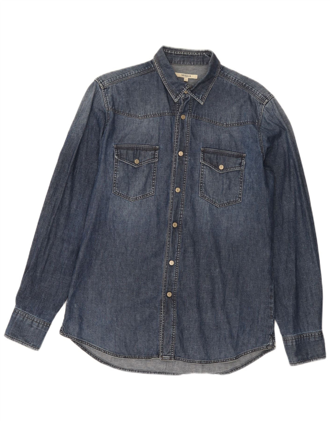 SIVIGLIA Herren-Jeanshemd, klein, blaue Baumwolle