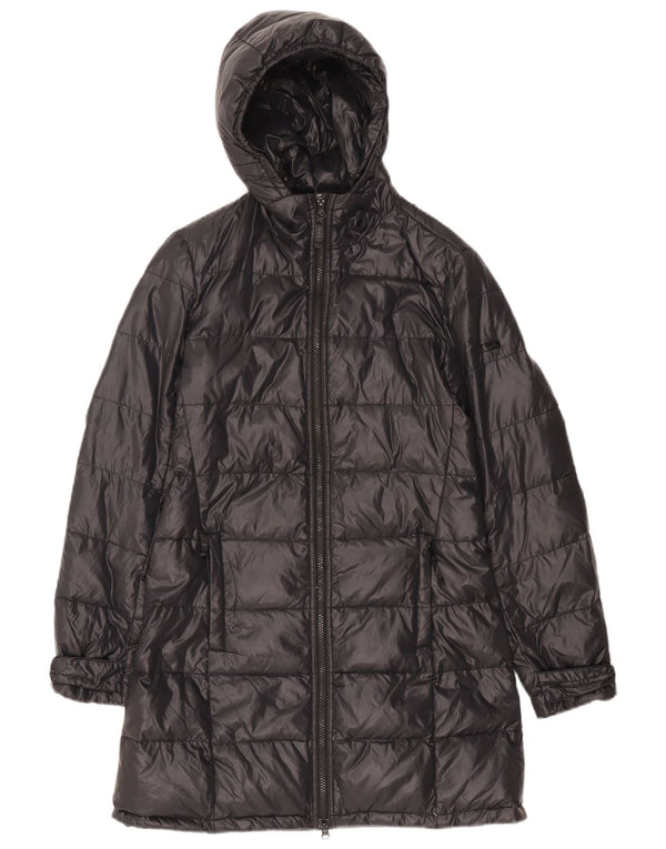 Ellesse Womens Hooded Wattierter Mantel UK 10 Small Marineblaues Nylon