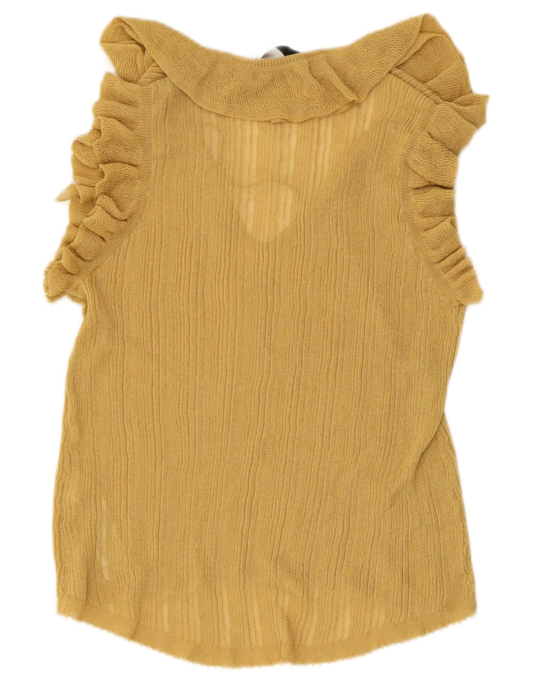 ZARA Womens Knit Blouse Top UK 10 Small Yellow Viscose