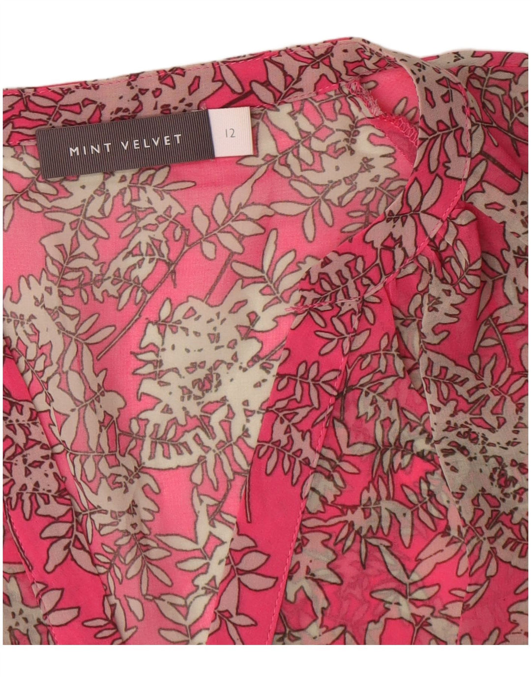 MINT VELVET Durchsichtiges Damen-Blusenoberteil UK 12 Mittelrosa Blumenmuster