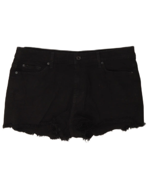 7 For All Mankind Damen Jeansshorts W34 Large Schwarz Baumwolle