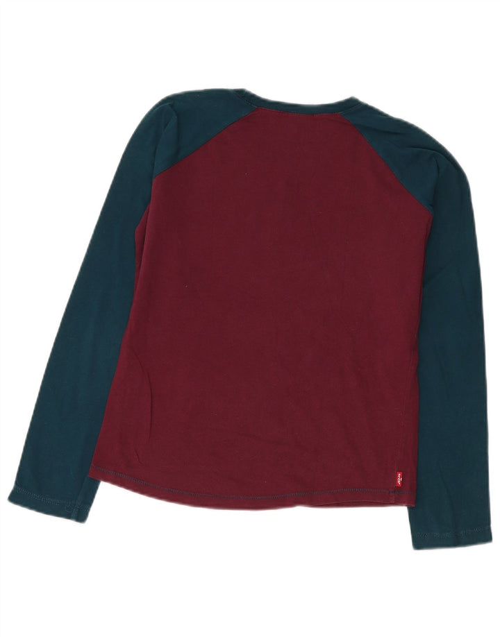 Levi's Womens Graphic Top Langarm UK 14 Medium Burgund Colourblock