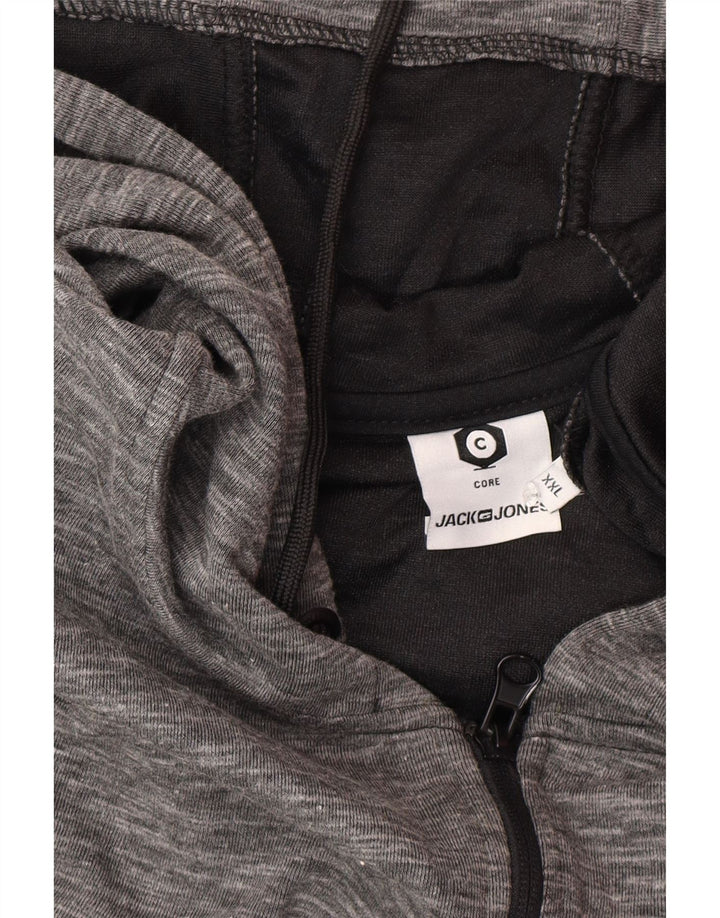 Jack & Jones Herren-Kapuzenpullover mit Reißverschluss, 2XL, grünes Farbblock-Polyester