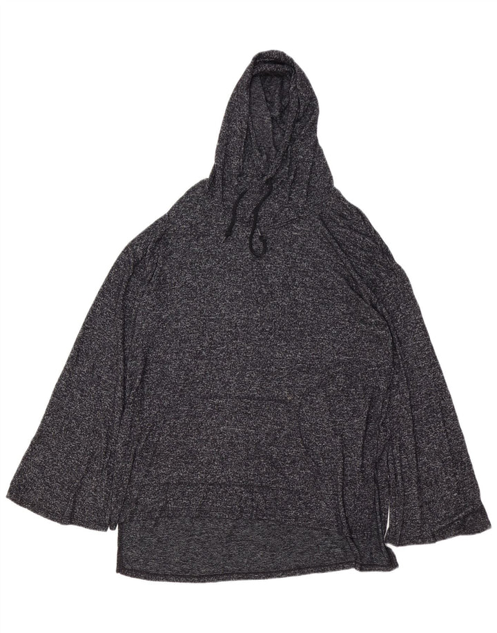 MOSSIMO Longline-Blusenoberteil für Damen mit Kapuze, UK 46, Größe L, grau meliertes Viskose