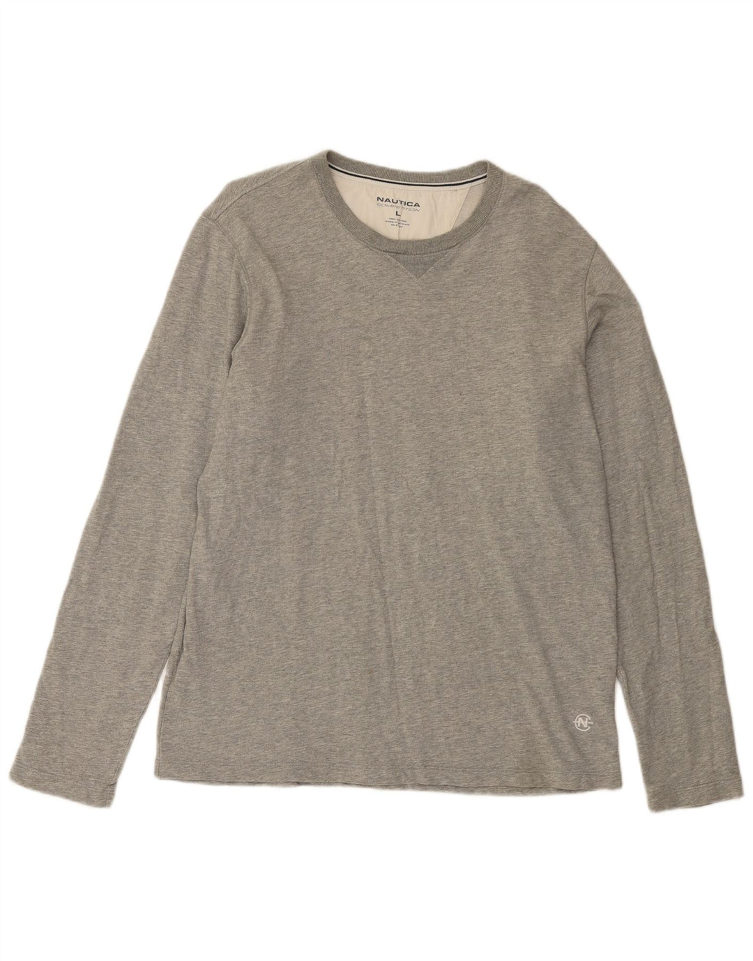 NAUTICA Mens Top Long Sleeve Large Grey Cotton