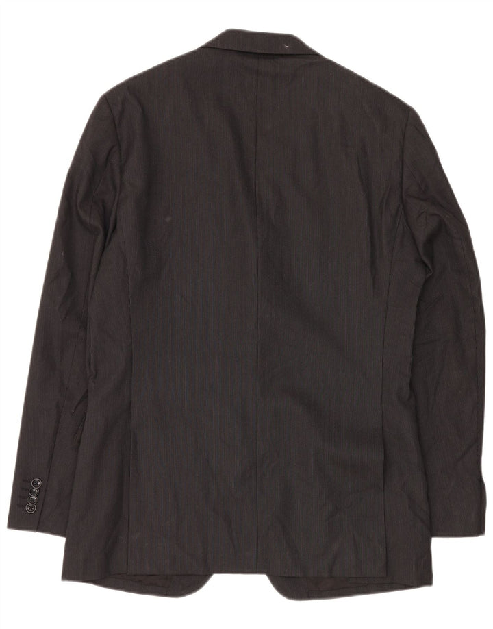 Boggi Herren-Blazer mit 3 Knöpfen, IT 48, mittelschwarze Nadelstreifenwolle