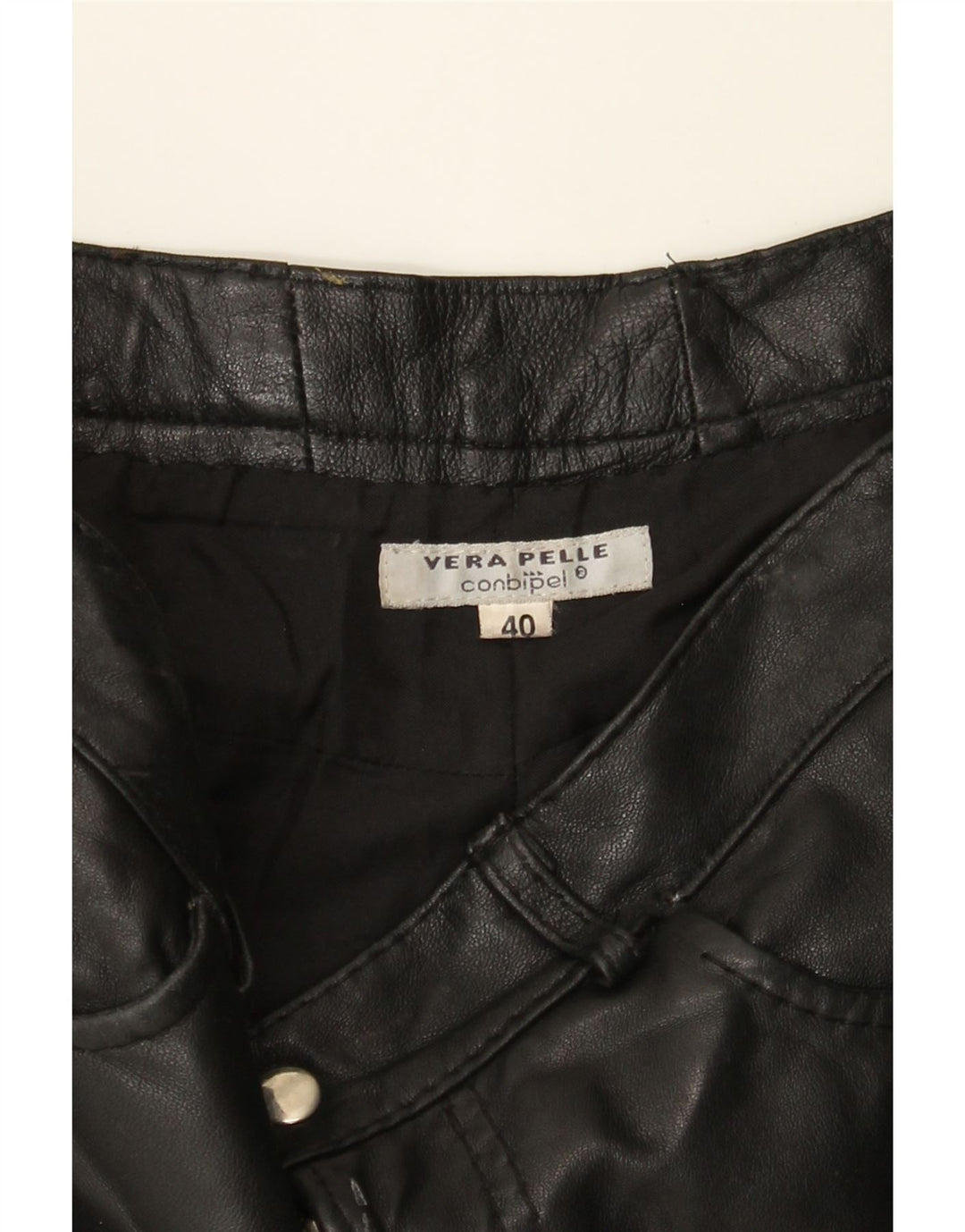 CONBIPEL Womens Leather Casual Trousers IT 40 Small W28 L32 Black Leather Vintage Conbipel and Second-Hand Conbipel from Messina Hembry 