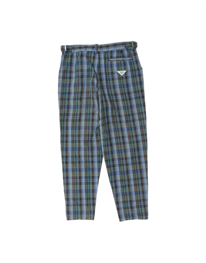 LEMON Mens Tapered Casual Trousers W32 L27 Blue Check