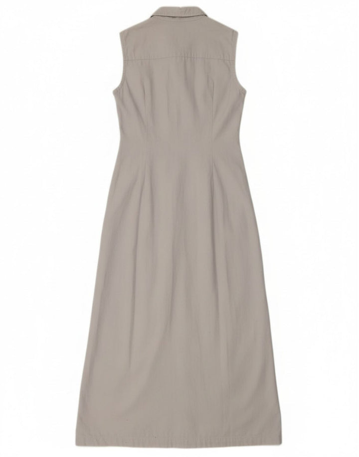 Nexos Damen Ärmelloses Maxi-Hemdkleid UK 12 Mittelgraue Baumwolle