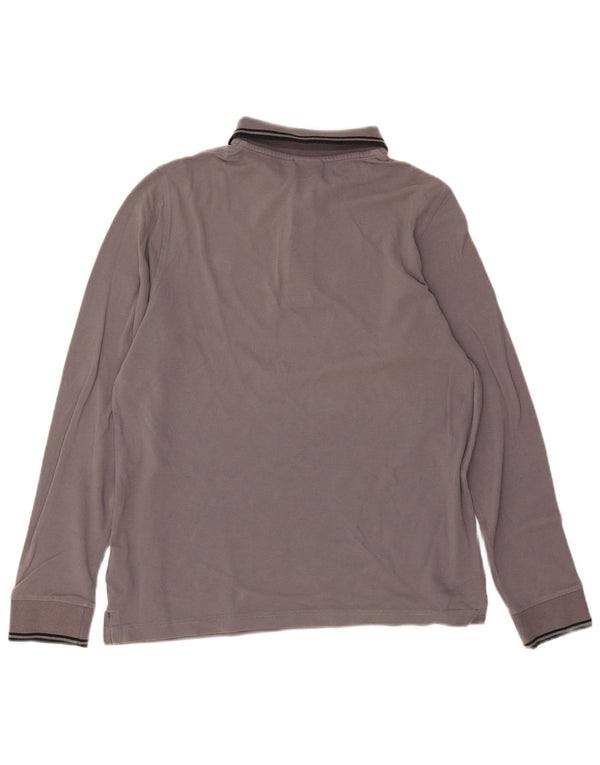 Lotto Herren-Langarm-Poloshirt, klein, graue Baumwolle