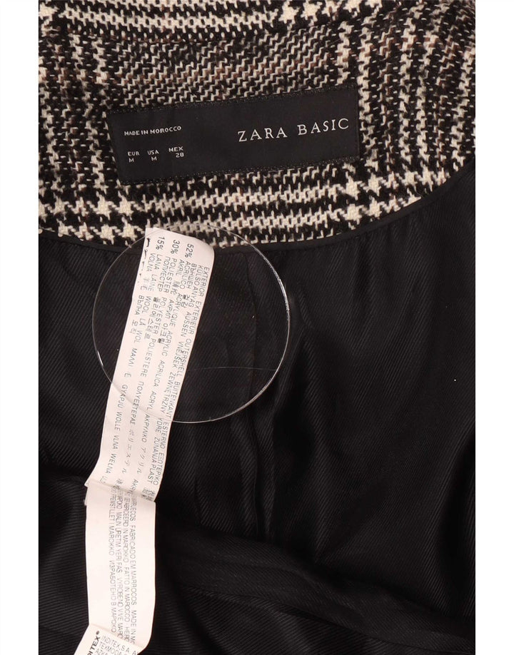 Zara Damen Mantel UK 12 Mittelgraues Hahnentrittmuster aus Acryl