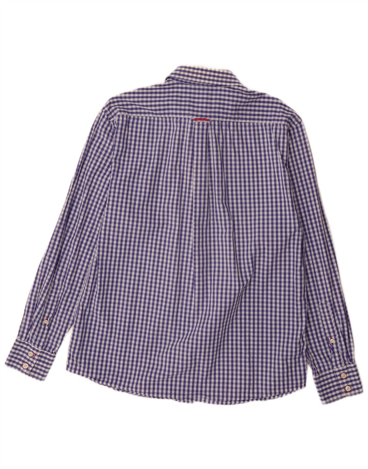 Crew Clothing Herren-Hemd mit maßgeschneiderter Passform, groß, blaues Gingham-Baumwolle