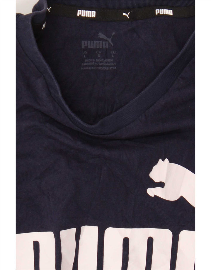 Puma Herren Grafik T-Shirt Top Large Marineblau