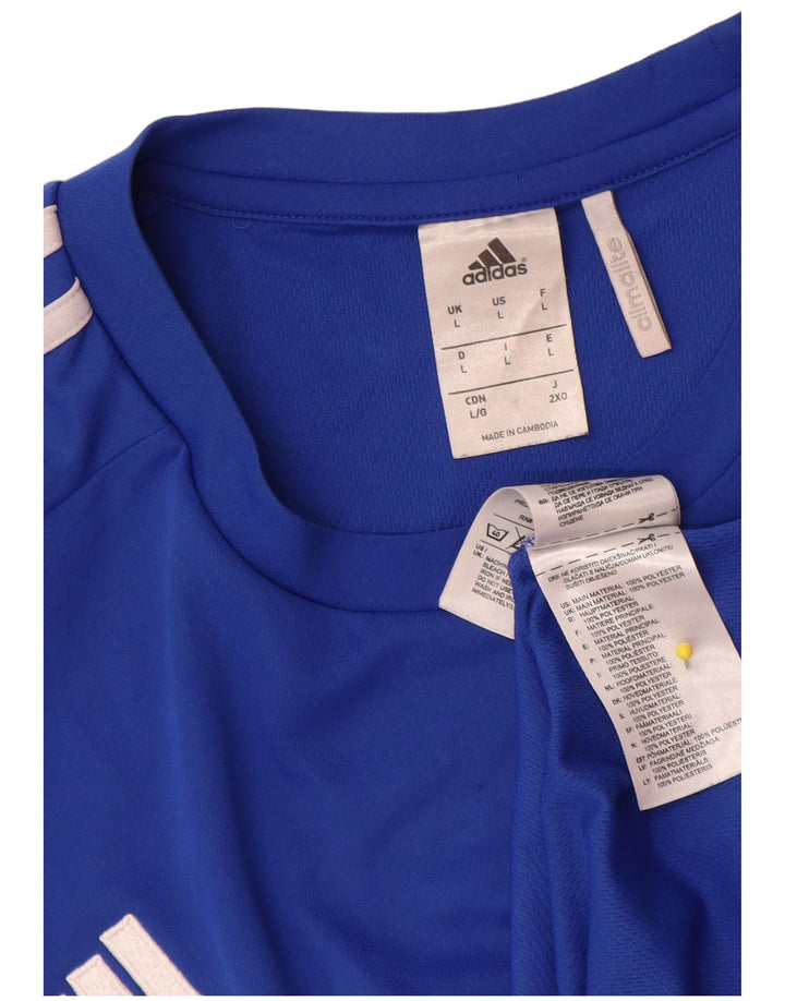 Adidas Herren Climalite T-Shirt Top Large Blau Colourblock Polyester
