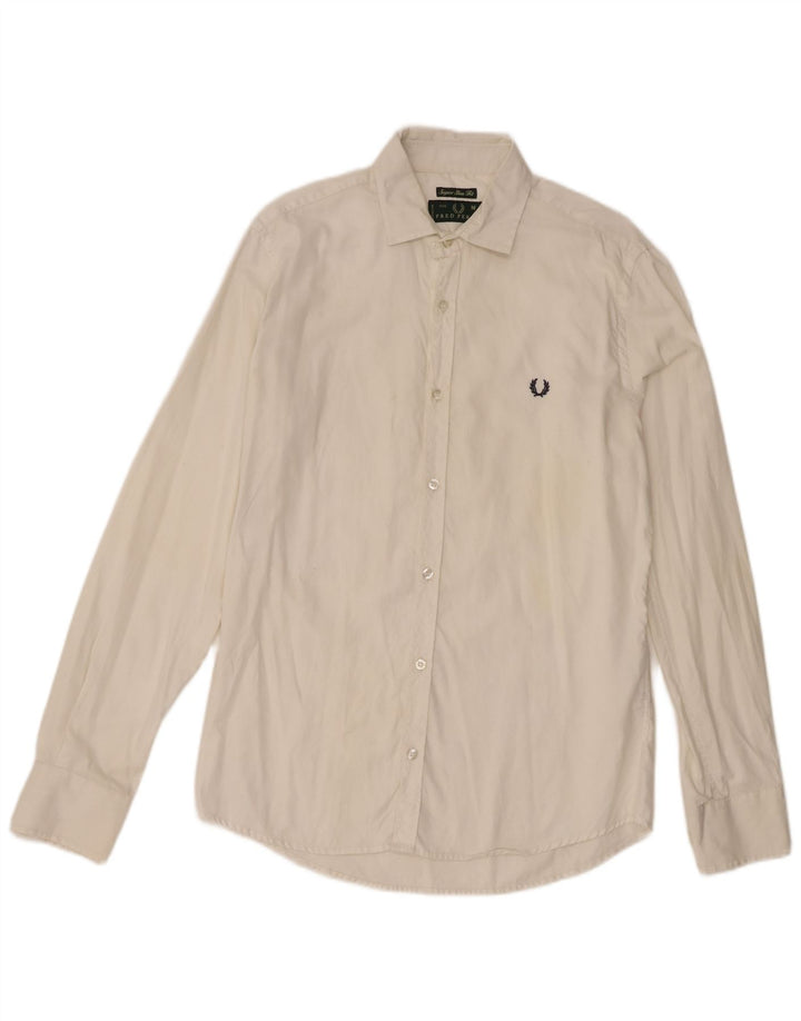 Fred Perry Herren-Hemd, extra schmal geschnitten, mittelweiße Baumwolle