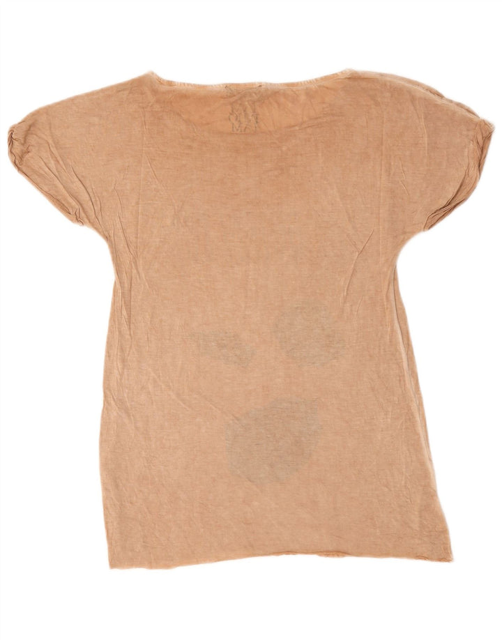 Diesel Damen Grafik-T-Shirt-Oberteil UK 14 Mittelbeige