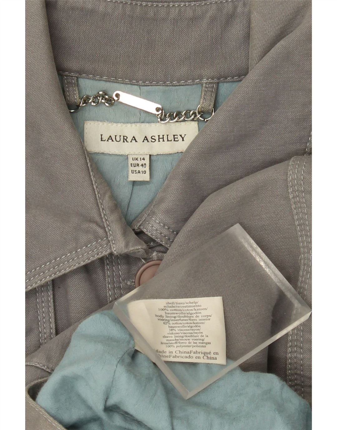 Laura Ashley Damen Trenchcoat UK 14 Große graue Baumwolle
