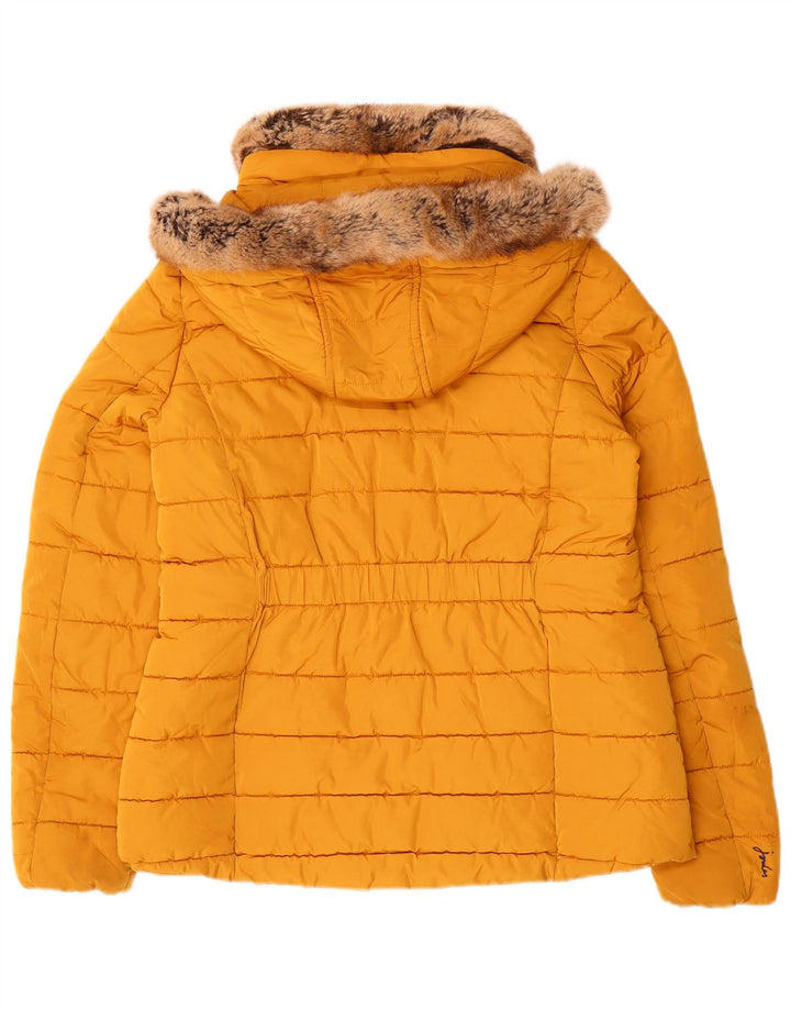 Joules Wattierte Damenjacke mit Kapuze, UK 12, Mittelgelb, Polyester