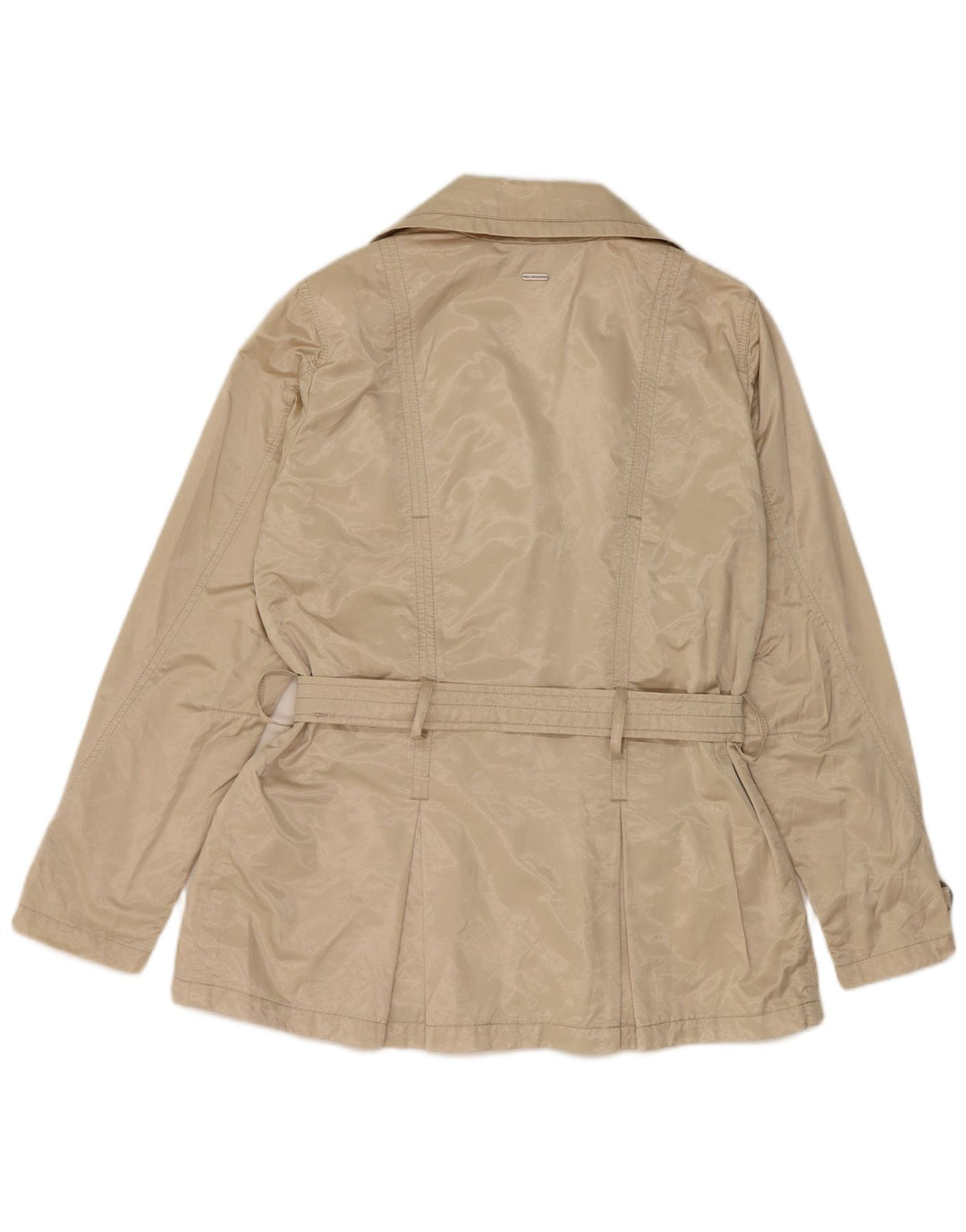 TRUSSARDI Womens Short Trench Coat IT 46 Large Beige Cotton