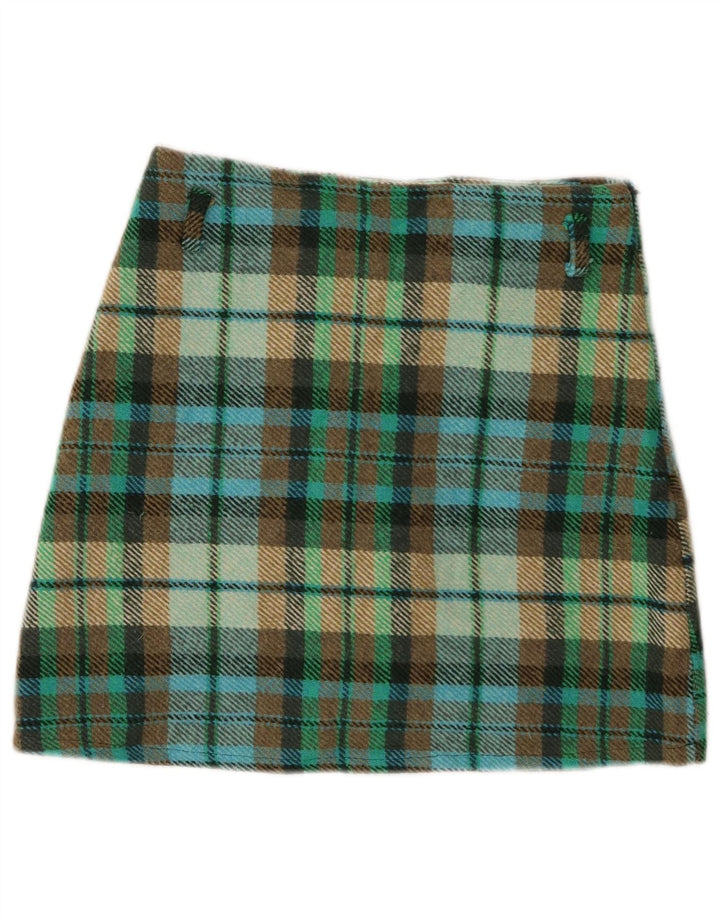 Vintage Damen Minirock Small W26 Mehrfarbiges Karo-Acryl