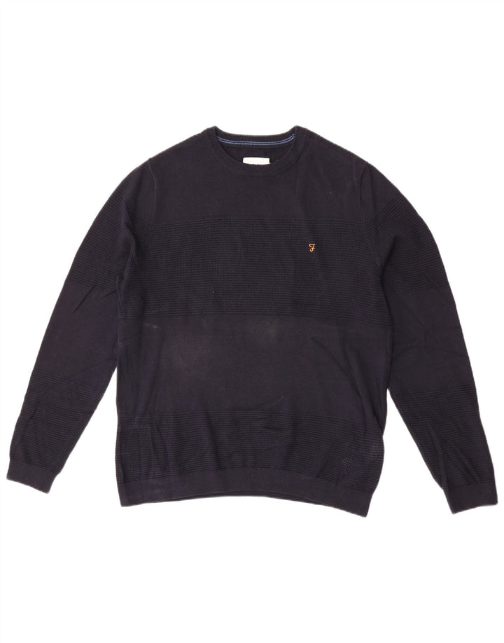 Farah Herren-Pullover mit Rundhalsausschnitt, mittlere marineblaue Baumwolle
