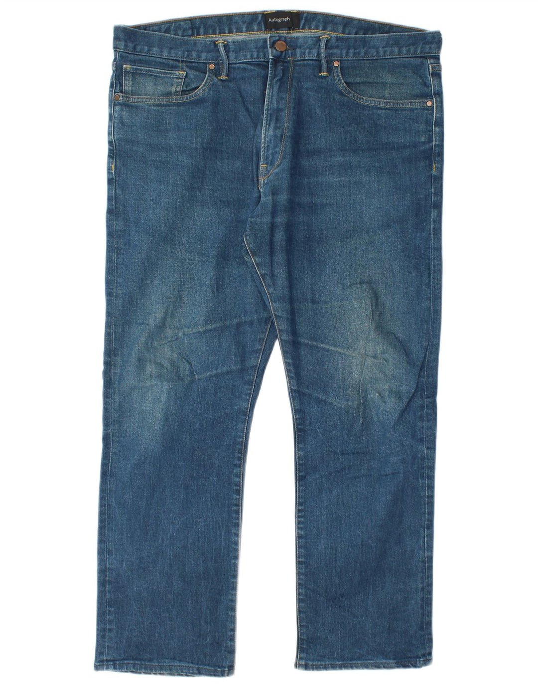 Marks & Spencer Herren Autograph Straight Jeans W36 L27 Blaue Baumwolle