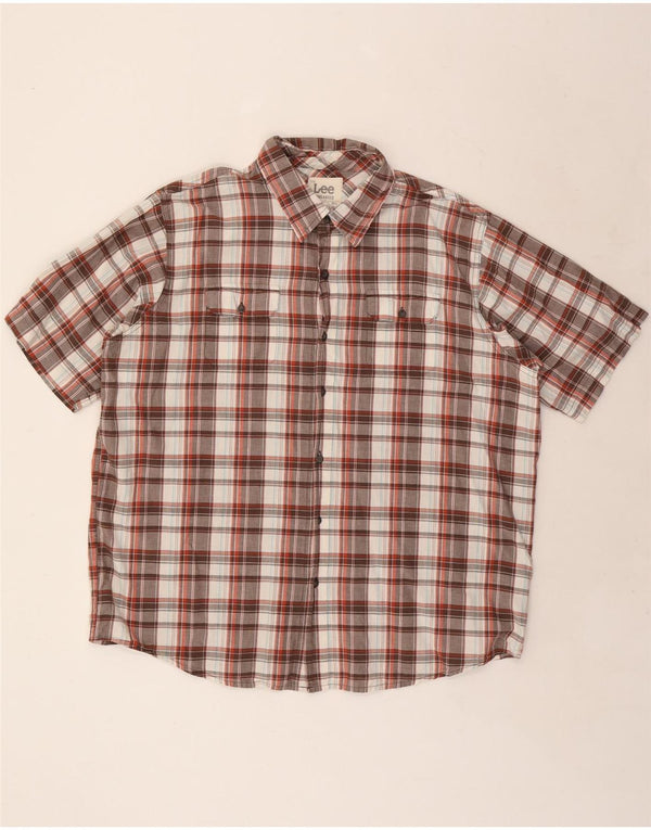 LEE Herren-Latzhose, kurzärmeliges Hemd, XL, mehrfarbig, kariert, Baumwolle