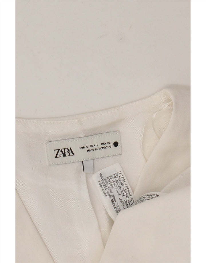 Zara Damen Weste UK 10 Small Weiß Polyester