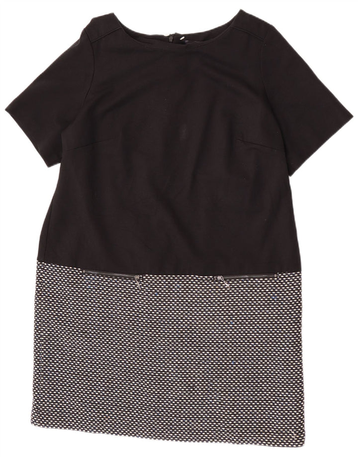 Marks & Spencer Damen Etuikleid UK 20 2XL Schwarze geometrische Baumwolle