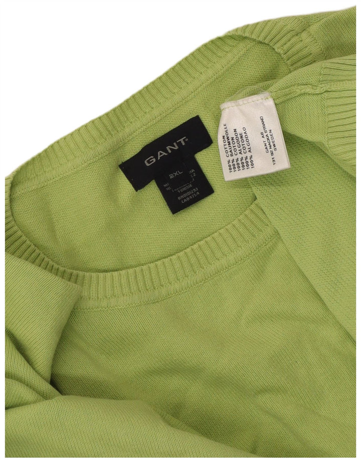 Gant Herren-Pullover mit Rundhalsausschnitt, 2XL, grüne Baumwolle