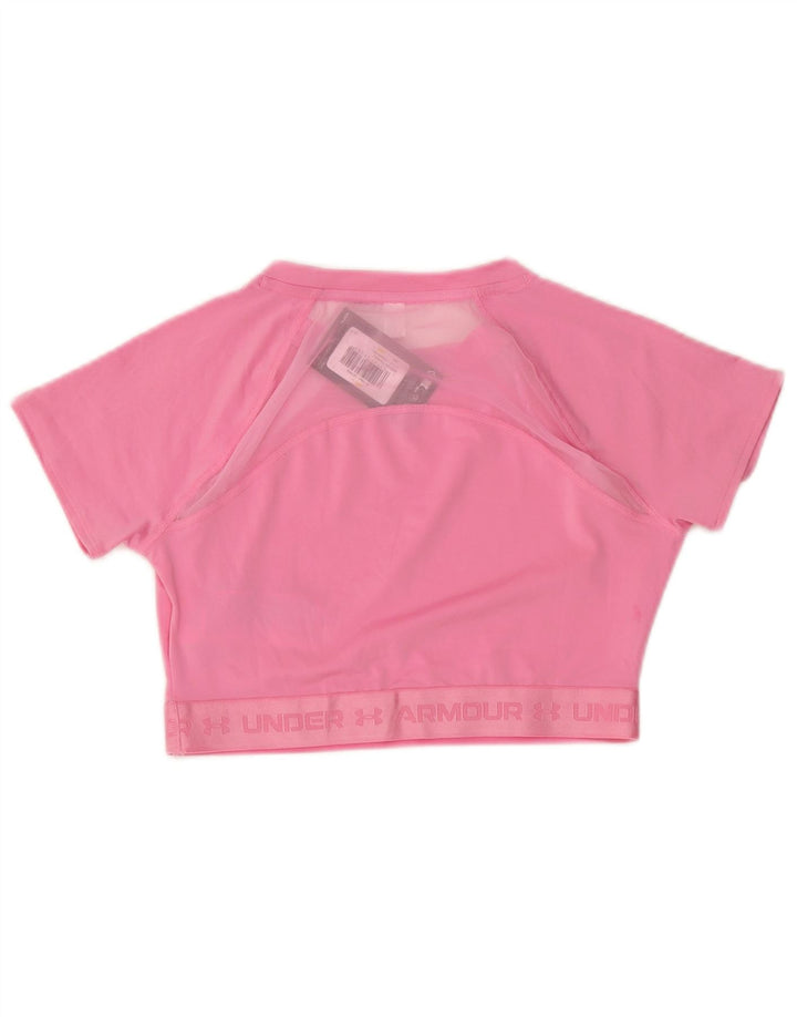 Under Armour Damen Crop Graphic T-Shirt Top UK 12 Mittelrosa Polyester
