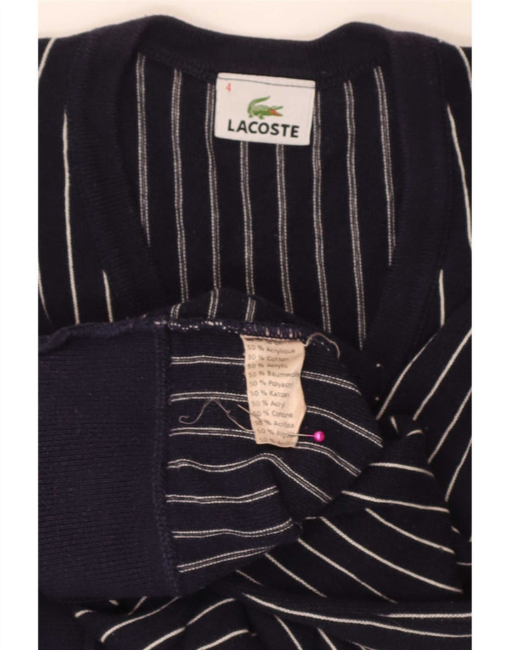 Lacoste Herren-Pullover mit V-Ausschnitt, Größe 4, mittelgroß, marineblau gestreift