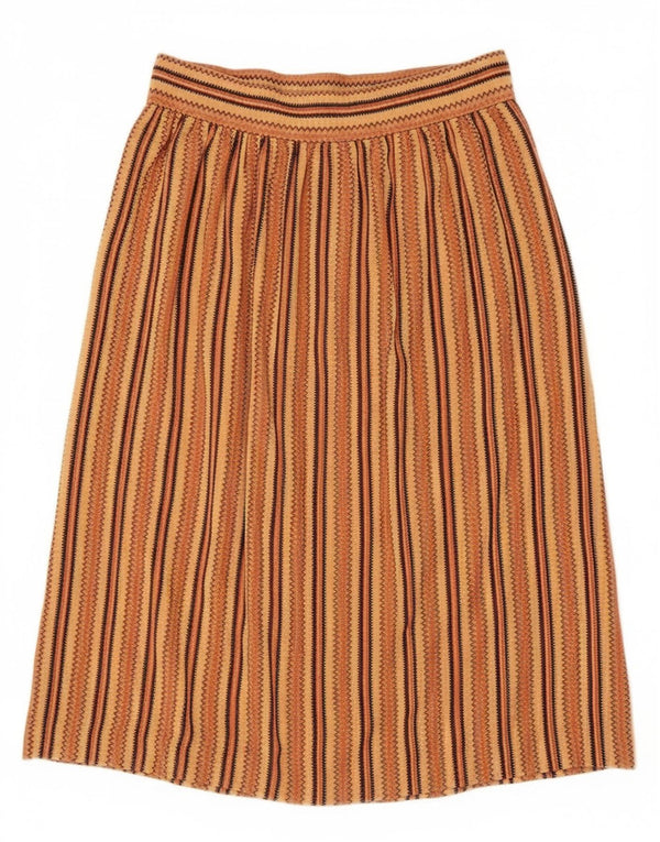 Vintage Womens Pleated Skirt IT 44 Medium W26 Brown Geometric Aztec