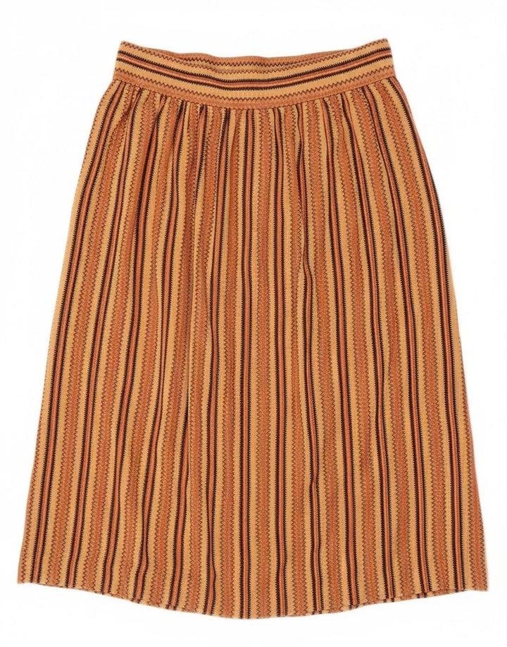Vintage Womens Pleated Skirt IT 44 Medium W26 Brown Geometric Aztec