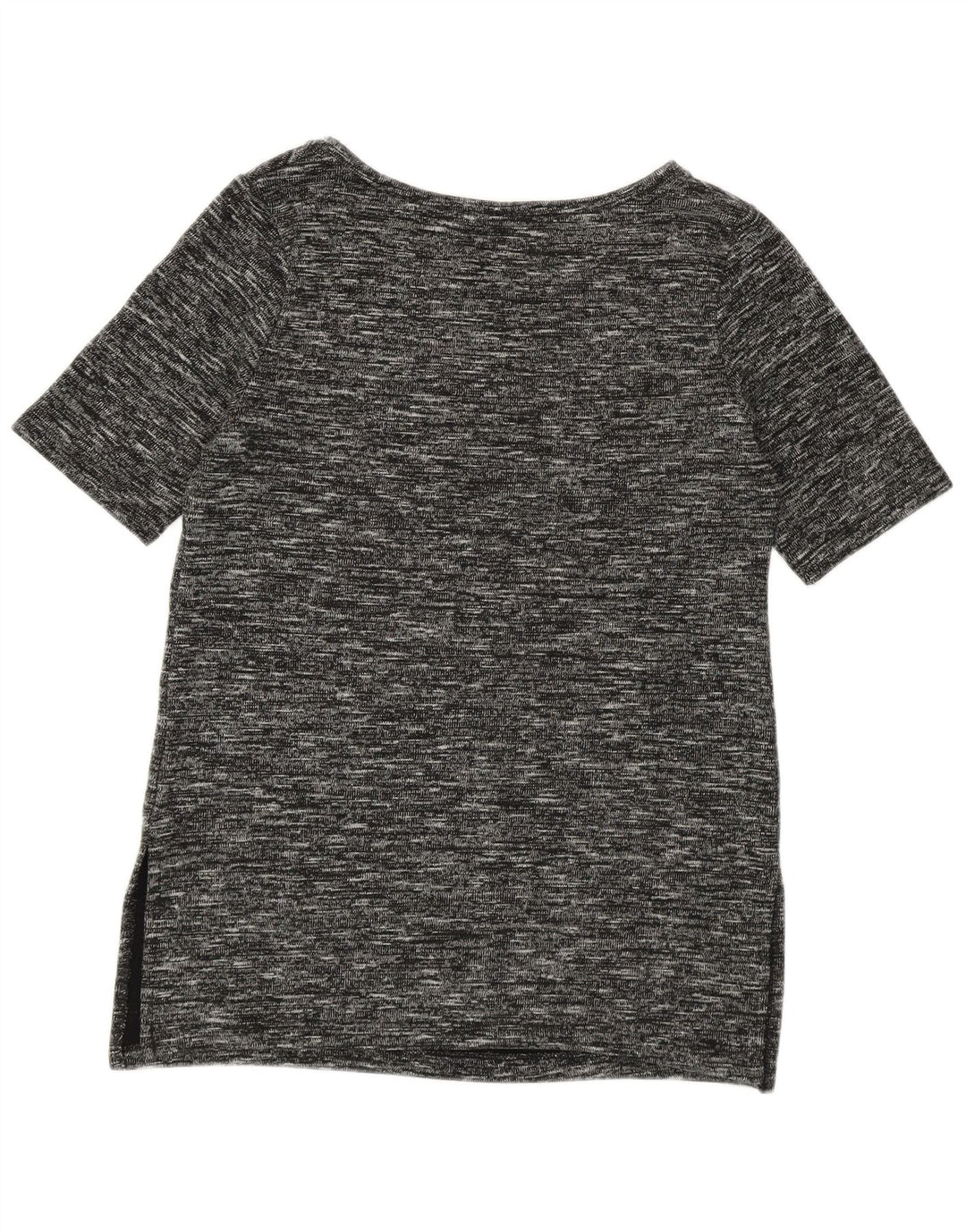 Benetton Damen Longline T-Shirt Top UK 14 Medium Schwarz meliert