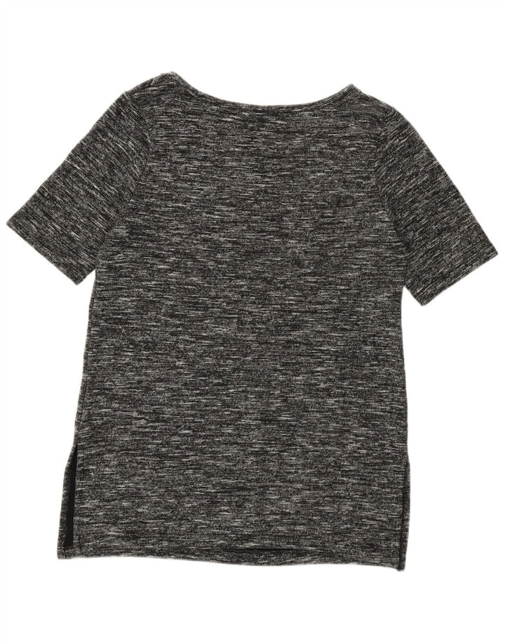 Benetton Damen Longline T-Shirt Top UK 14 Medium Schwarz meliert