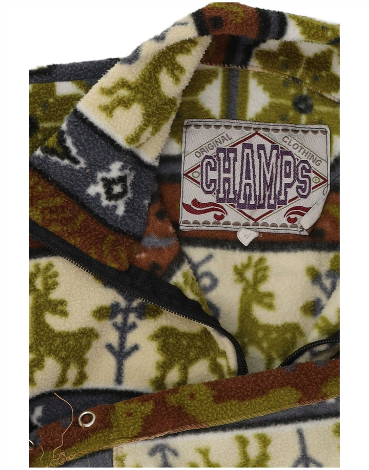Vintage Herren-Fleecepullover mit Reißverschluss, mittelgroß, mehrfarbig, Fair Isle