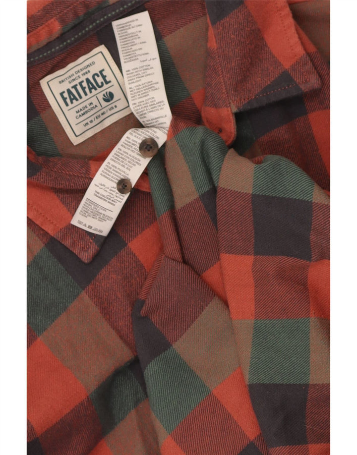 Fat Face Damen-Flanellhemd, Größe M, mehrfarbig, Gingham-Baumwolle, UK 12