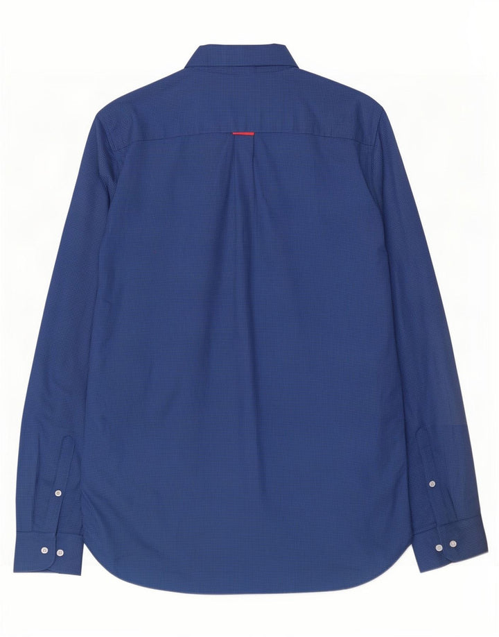Superdry Herren-Hemd aus mittelblauer Gingham-Baumwolle in Marineblau