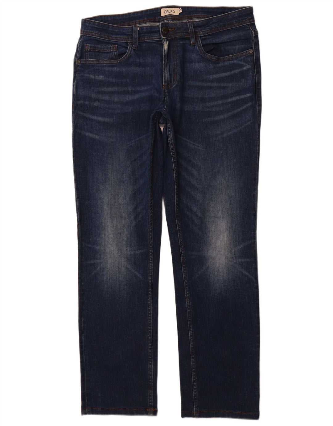 DACK'S Herren Straight Jeans IT 50 Large W34 L31 Marineblau Baumwolle