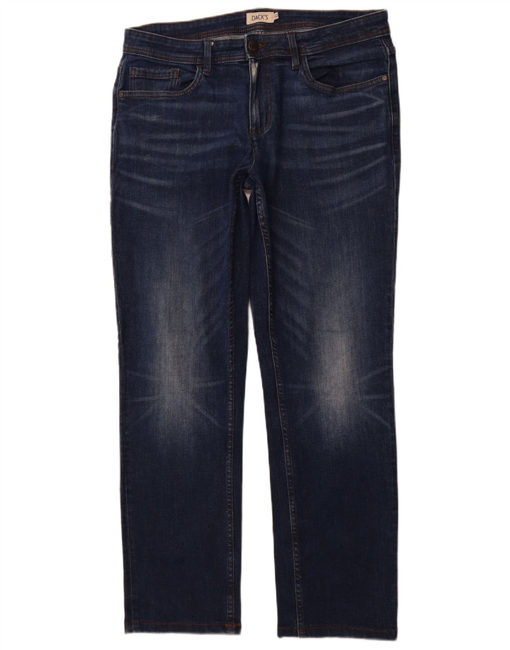 DACK'S Herren Straight Jeans IT 50 Large W34 L31 Marineblau Baumwolle