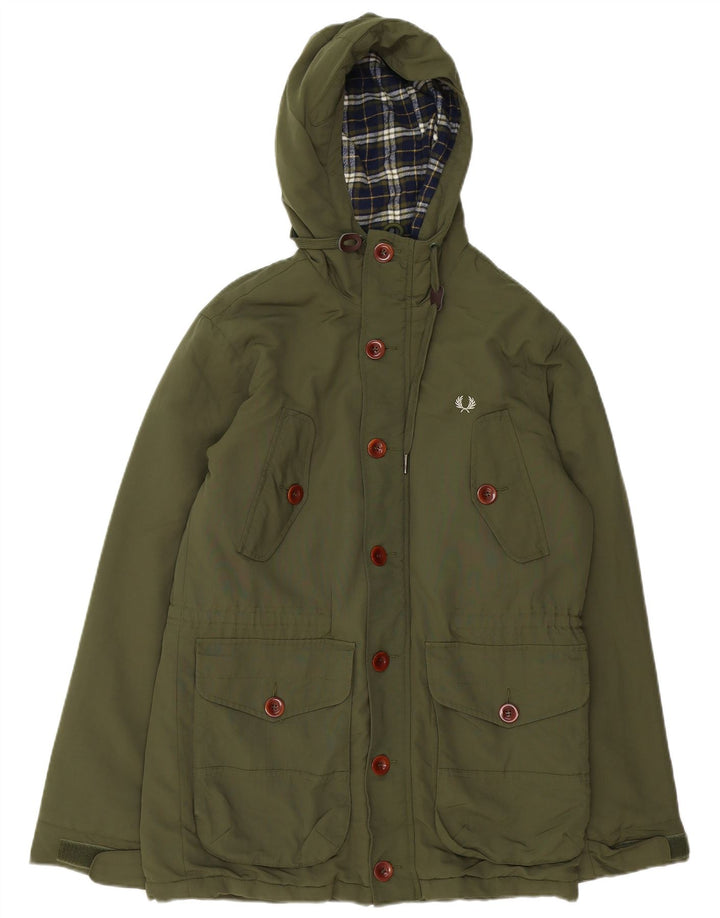 FRED PERRY Herren-Parkajacke mit Kapuze, UK 34, XS, Khaki
