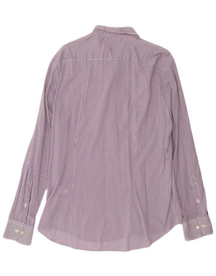 Fred Perry Herren Slim Fit Hemd 2XL Marineblau aus geometrischer Baumwolle