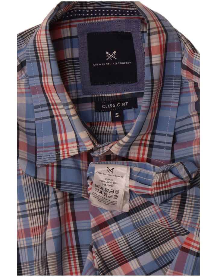 Crew Clothing Herren-Hemd mit klassischer Passform, klein, blau kariert, Baumwolle